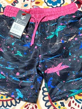 Youth Small- Baseball Lifestyle 101 Swim Trunks:Shark Print Swim Trunks